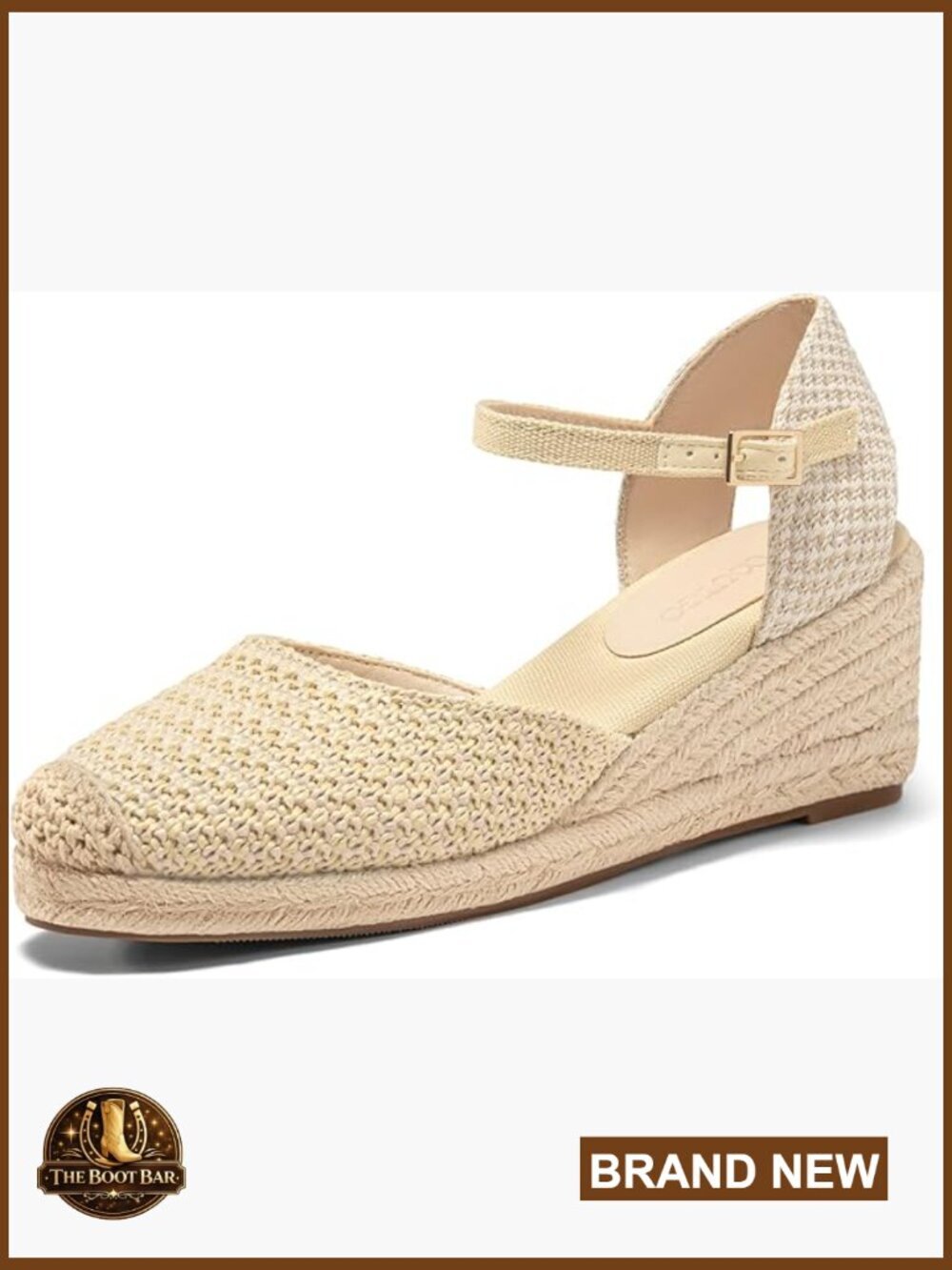 Womens Platform Wedge Sandals Espadrilles Raffia Closed Toe Ankle Strap Buckle